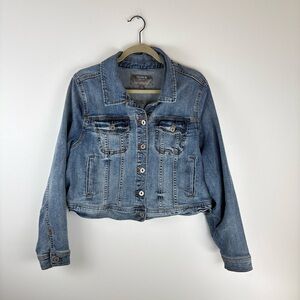 Torrid Jean Jacket Womens Size Plus 2X Denim  Crop Button Up Pockets Blue